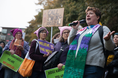 Local community members at a rally