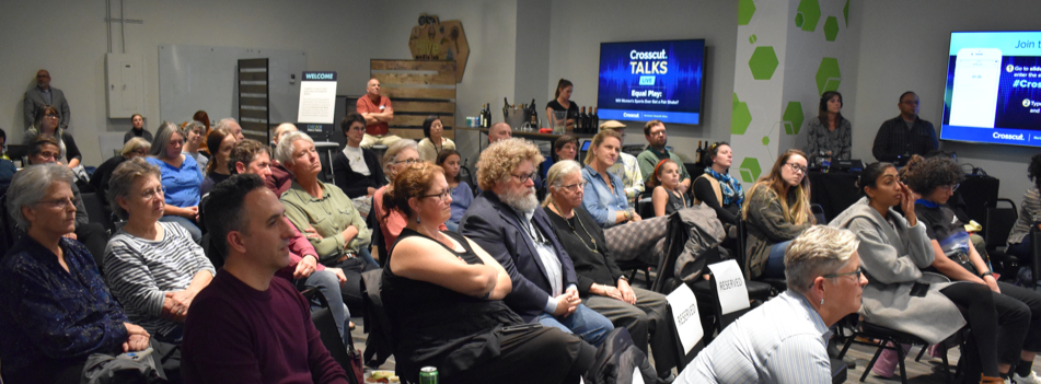 Hive Media Lab Audience listening to speaker.